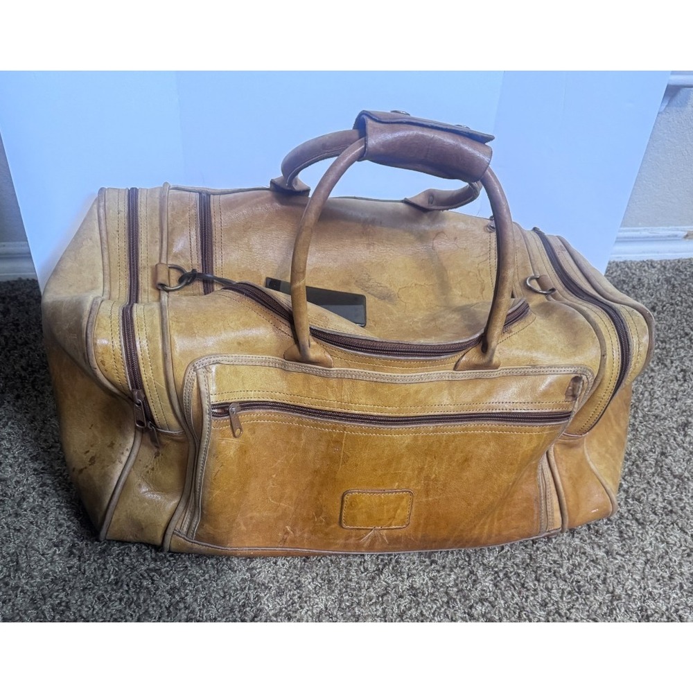 Orvis All Leather Medium Duffle bag travel heavy duty vintage 70s 22" weekender